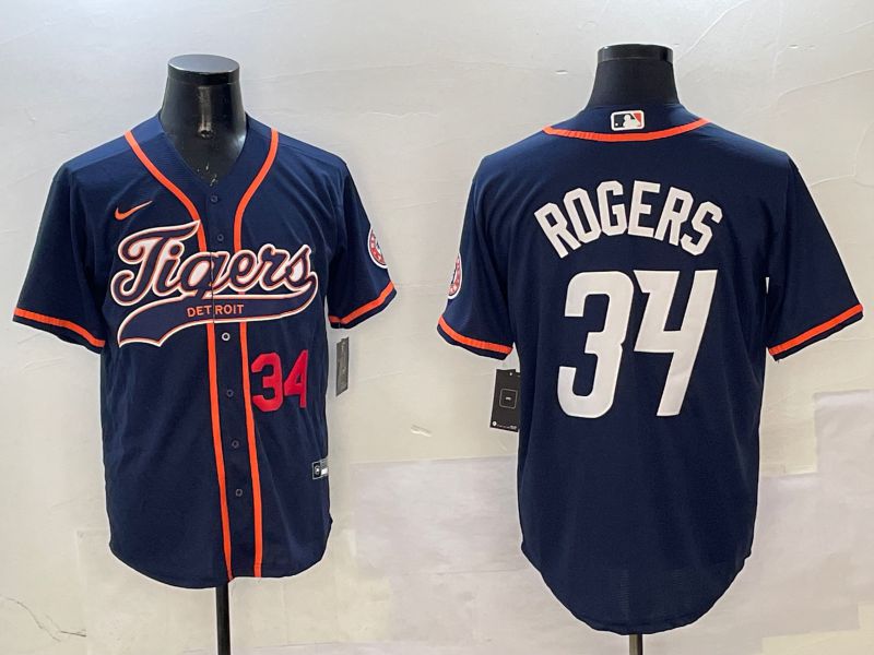 Men Detroit Tigers #34 Rogers Drak Blue Joint Name Game 2025 Nike MLB Jersey style 2->detroit tigers->MLB Jersey